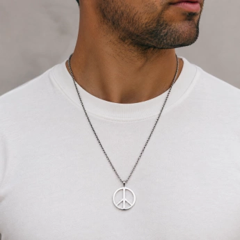 Ocelový přívěsek Peace – symbol míru na řetízku