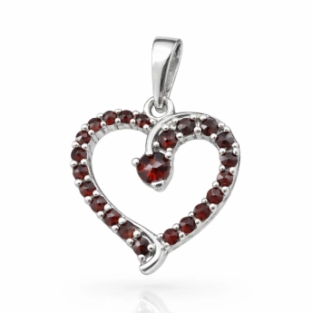 Stříbrný přívěsek srdce s granátem nebo vltavínem