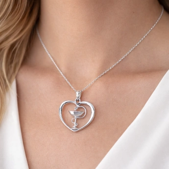 Stříbrný přívěsek Symboly medicíny Srdce farmacie