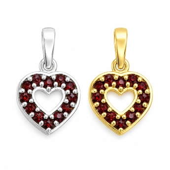 Stříbrný přívěsek srdce s českým granátem Memory