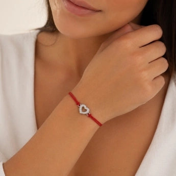 Náramek se srdcem a zirkony Amoris