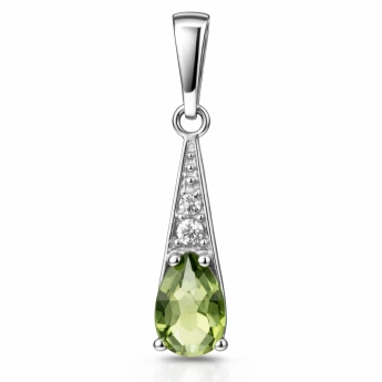Stříbrný přívěsek s vltavínem a zirkony Velena