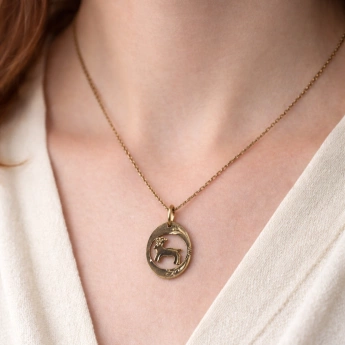 Stříbrný zlacený přívěsek znamení Kozoroh Capra