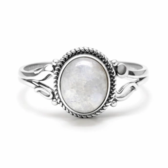 Stříbrný prsten s oválným měsíčním kamenem Noelia