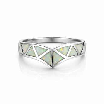 Stříbrný prsten s bílým opálem Auriela