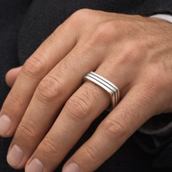 Stříbrný obdélníkový prsten Adeline