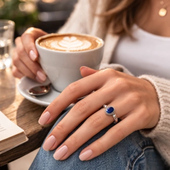 Stříbrný prsten se safírem Saphiro