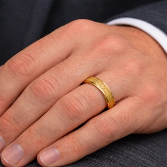 Ocelový zlacený snubní prsten Lux