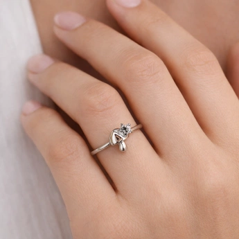 Stříbrný prsten houba s vločkou Linake