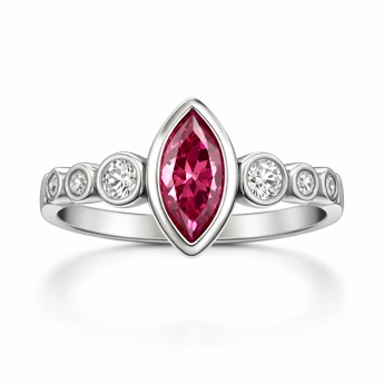 Stříbrný prsten se zirkony a rhodolitem Zossie