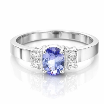 Stříbrný prsten s tanzanitem a topazy Florenza
