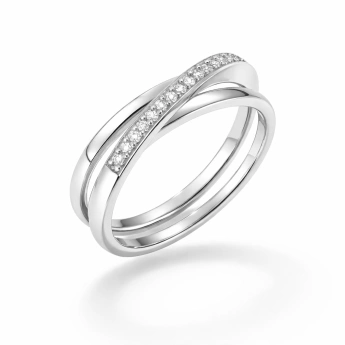 Stříbrný zatočený prsten se zirkony Matteo