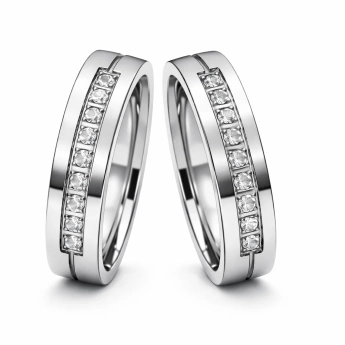 Ocelový snubní prsten se zirkony Moller