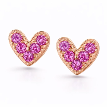 Stříbrné náušnice srdce rose gold Evanthe