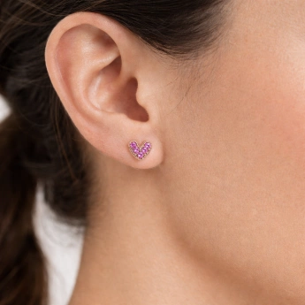 Stříbrné náušnice srdce rose gold Evanthe