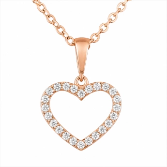 Stříbrný rose gold přívěsek srdce se zirkony Fiora