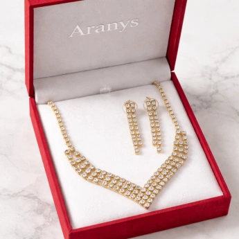 Štrasová zlacená souprava Glamour