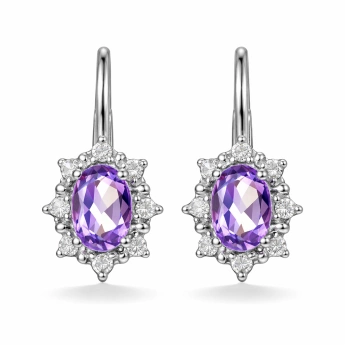 Stříbrné náušnice kytičky ametyst Amalia