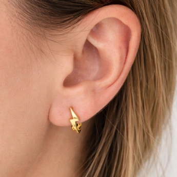 Stříbrné zlacené kruhové náušnice blesk Voltia