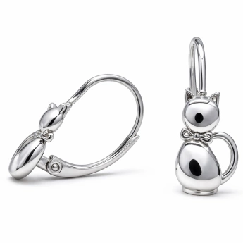 Stříbrné náušnice kočka Felinara