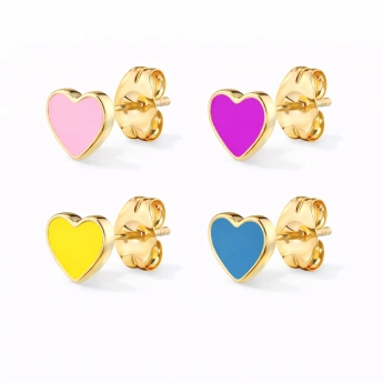 Stříbrné zlacené dětské náušnice srdíčka Lavish