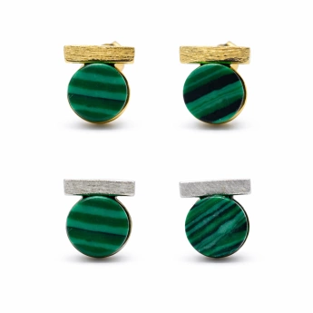 Stříbrné náušnice s malachitem Viridis