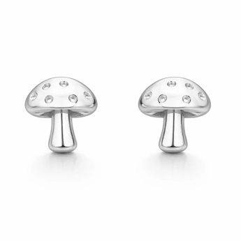 Stříbrné náušnice Muchomůrka Sania – puzeta, zirkony