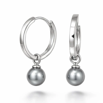 Stříbrné náušnice s perlou Galatea 20 mm Šedá