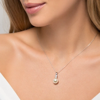 Stříbrný přívěsek s perlou a zirkony Marina