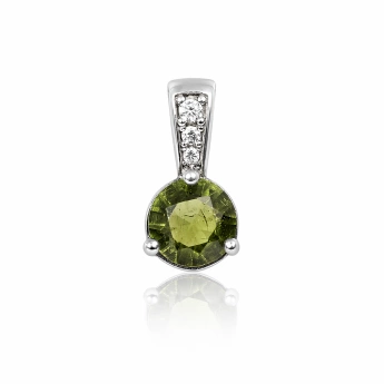 Stříbrný přívěsek s vltavínem a zirkony Veridia