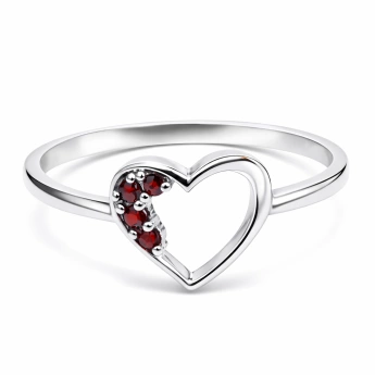 Stříbrný prsten srdce český granát Helen
