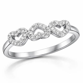 Stříbrný prsten srdíčka se zirkony Olivia