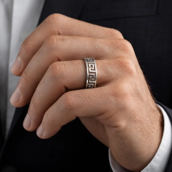 Stříbrný prsten s meandrovým vzorem Helios