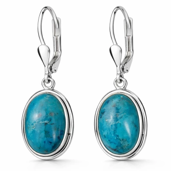 Stříbrné náušnice s oválným tyrkysem Maris
