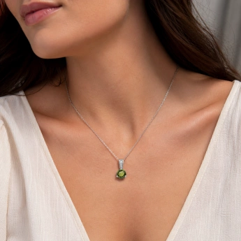 Stříbrný přívěsek s vltavínem a zirkony Veridia