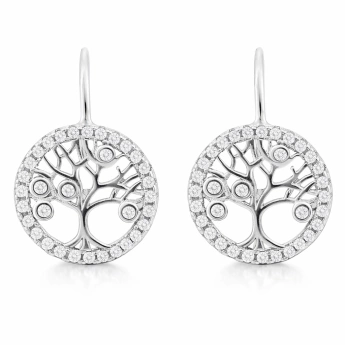 Stříbrné náušnice strom života se zirkony Balance