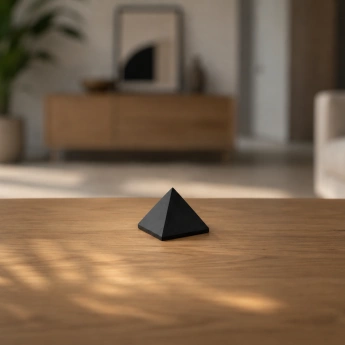 Minerální pyramida ze šungitu Štít