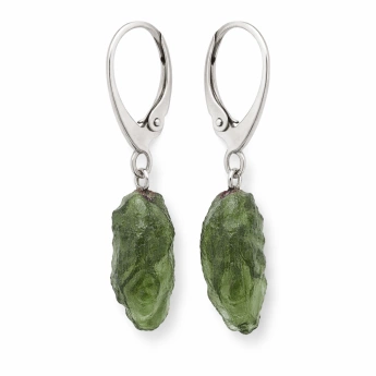 Stříbrné náušnice se surovým vltavínem Velra 3,5 g