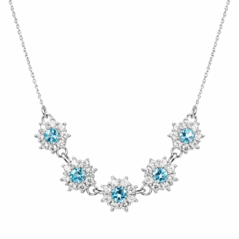 Stříbrný náhrdelník se světle modrým topazem Kora