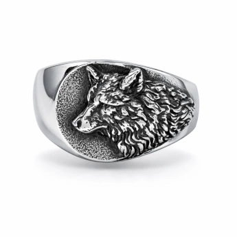 Ocelový prsten s vlkem Wolfie