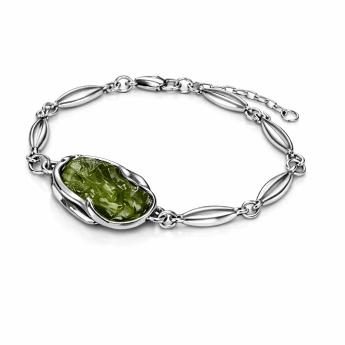 Stříbrný náramek s vltavínem
