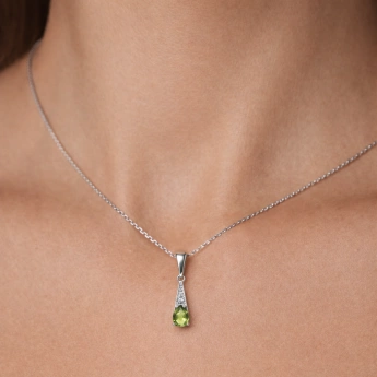 Stříbrný přívěsek s vltavínem a zirkony Velena