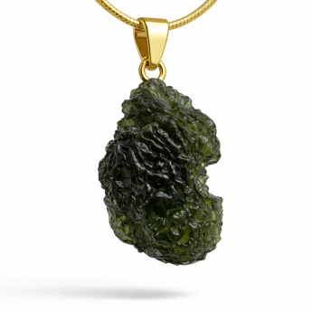 Stříbrný přívěsek s velkým broušeným vltavínem Cangura