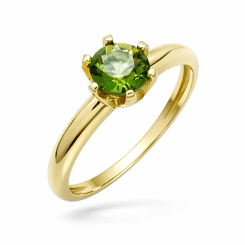 Zlatý prsten s vltavínem Lavida