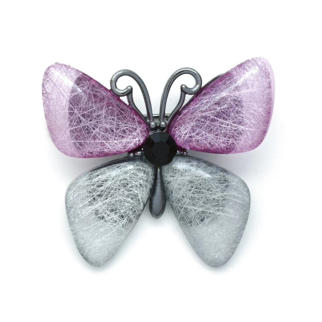Brož motýl exkluziv ruční výroba Růžová