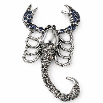 Luxusní bižuterní brož Štír s modrými kameny