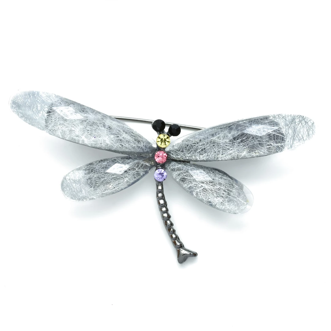 Brož vážka exkluziv Ginna česká výroba Stříbrná