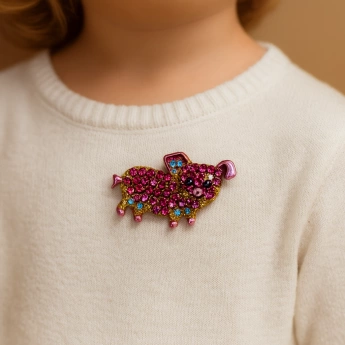 Brož spínací špěndlík růžové prasátko