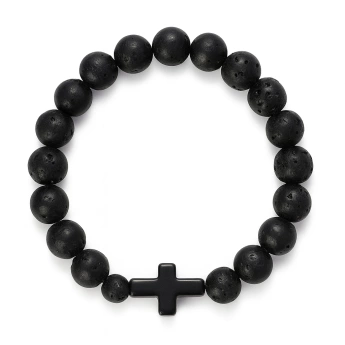 Náramek korunka černý achát / lávový kámen Lambert
