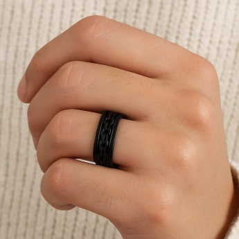 Ocelový prsten řetízek